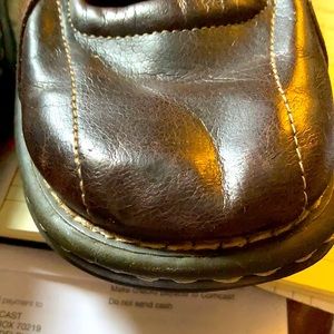 Brown Leather Velcro Mary Jane Flats